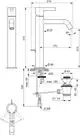Waschtischarmatur von Ideal Standard mit einem Auslauf von 170 mm. Enthält einen verlängerbaren Sockel und eine Ablauffunktion. Technische Zeichnung mit Maßangaben und Montagehinweisen.